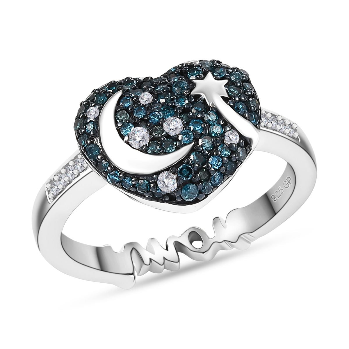 GP Amore Kollektion - Multi Diamant und Kanchanaburi blauer Saphir Ring und Anhänger mit 45cm Kette