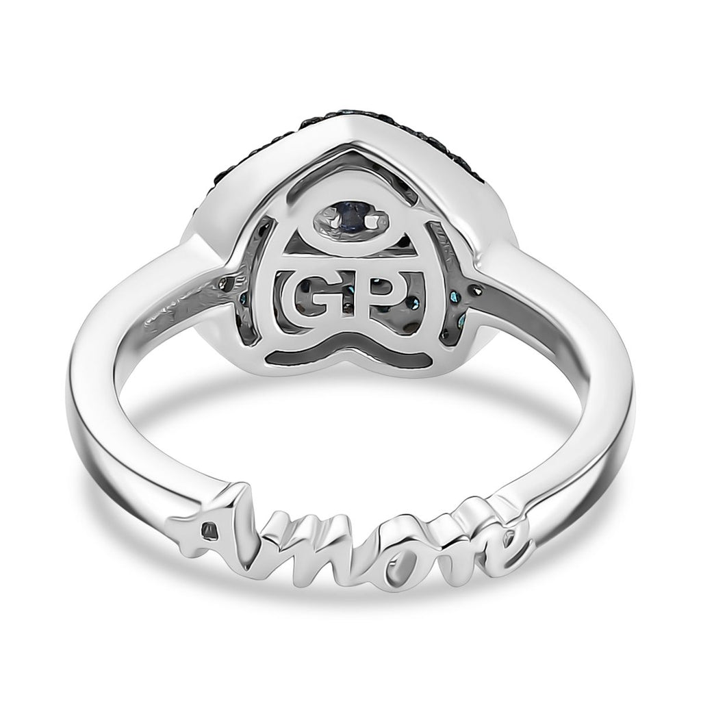 GP Amore Kollektion - Multi Diamant und Kanchanaburi blauer Saphir Ring und Anhänger mit 45cm Kette