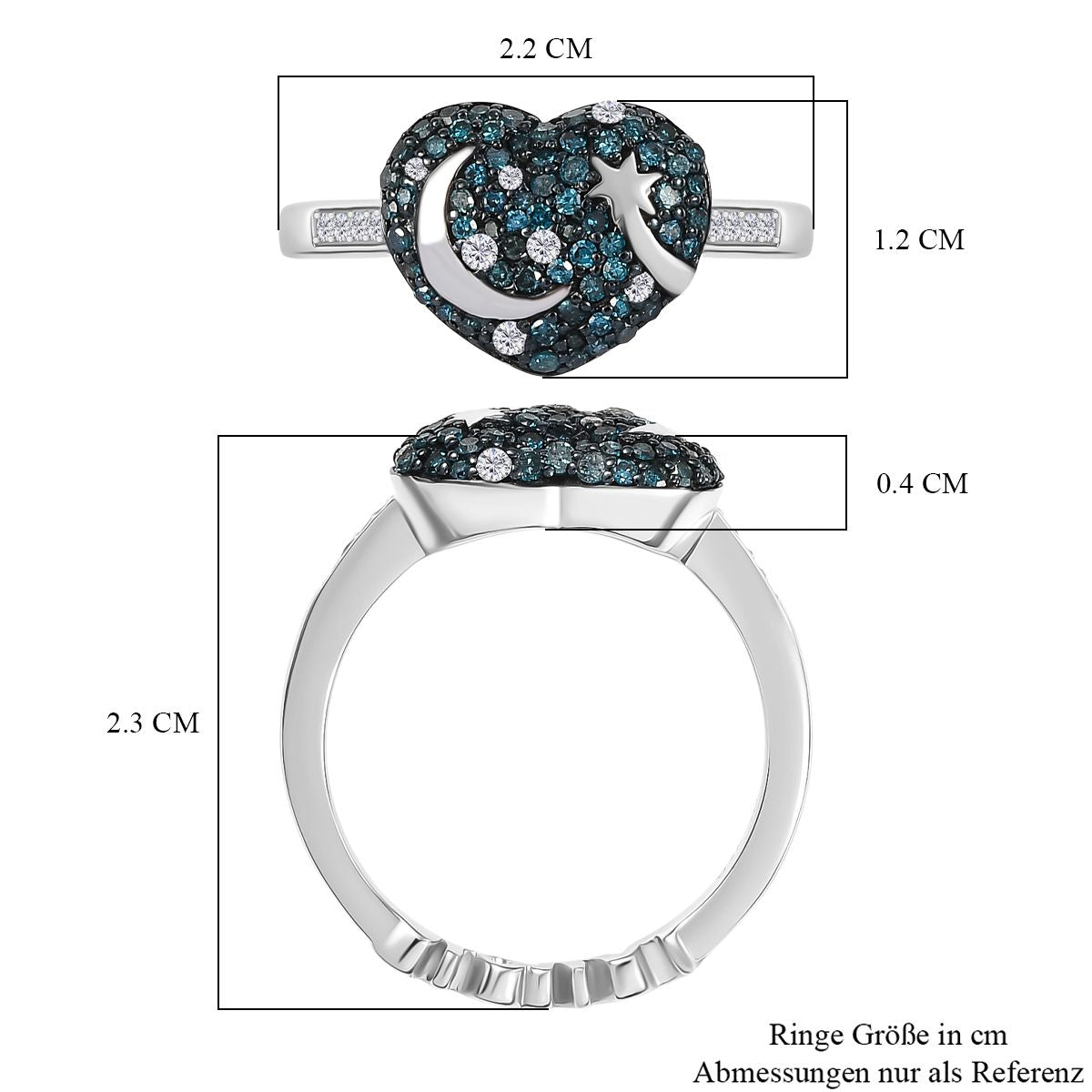GP Amore Kollektion - Multi Diamant und Kanchanaburi blauer Saphir Ring und Anhänger mit 45cm Kette
