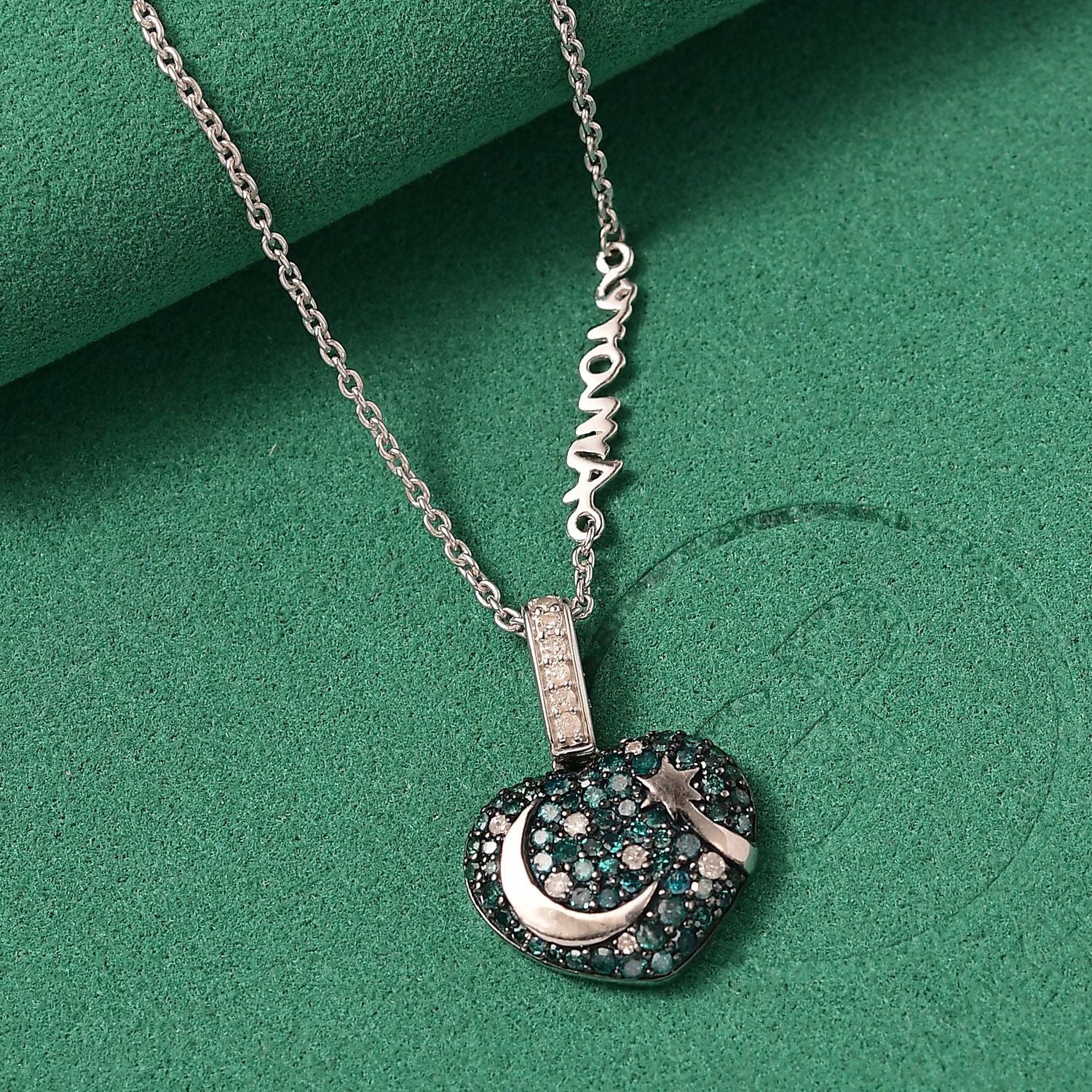 GP Amore Kollektion - Multi Diamant und Kanchanaburi blauer Saphir Ring und Anhänger mit 45cm Kette