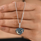 GP Amore Kollektion - Multi Diamant und Kanchanaburi blauer Saphir Ring und Anhänger mit 45cm Kette