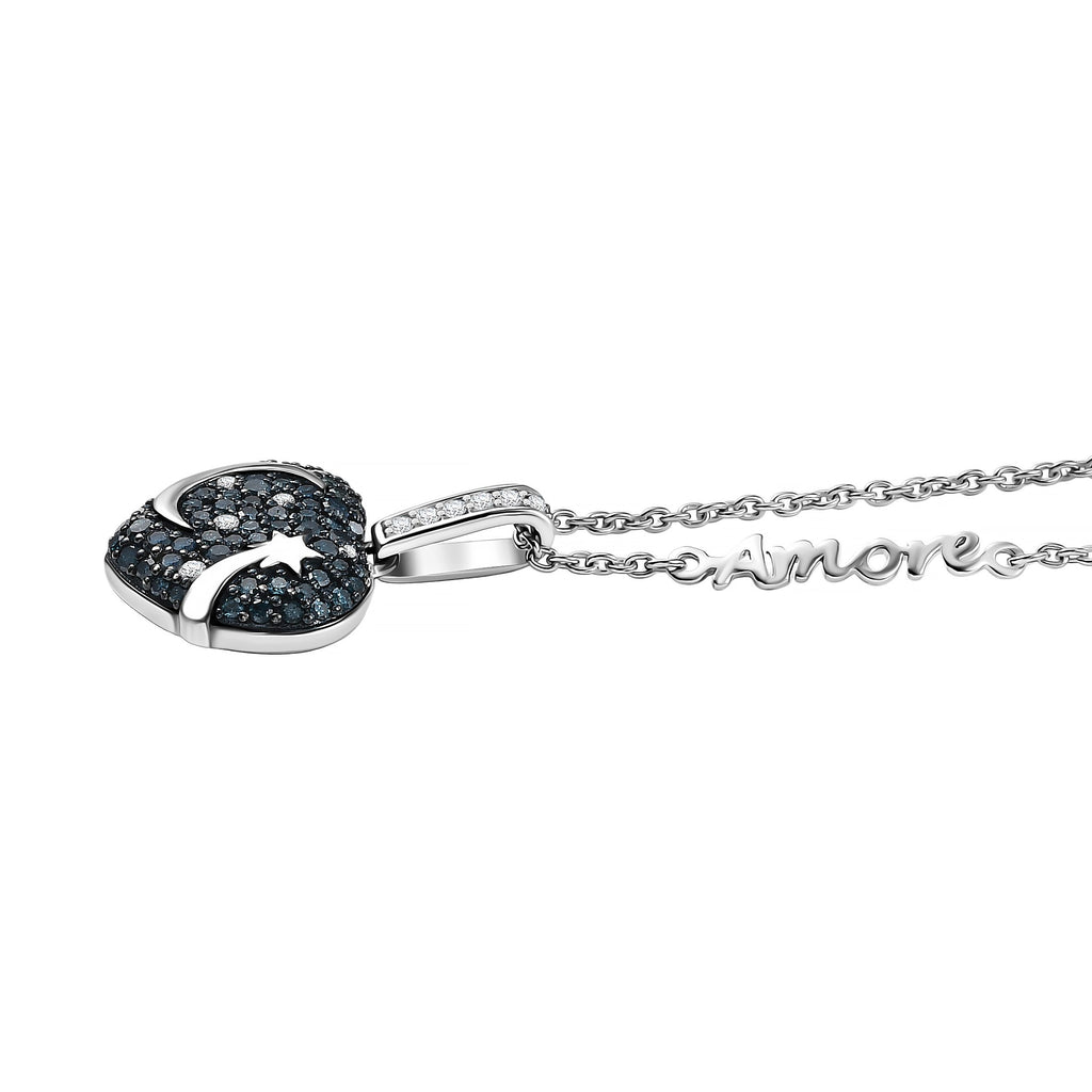 GP Amore Kollektion - Multi Diamant und Kanchanaburi blauer Saphir Ring und Anhänger mit 45cm Kette