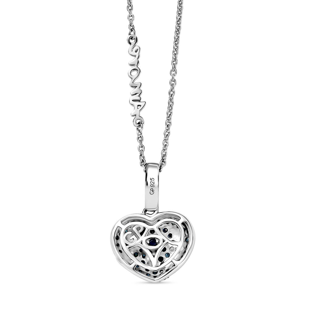GP Amore Kollektion - Multi Diamant und Kanchanaburi blauer Saphir Ring und Anhänger mit 45cm Kette