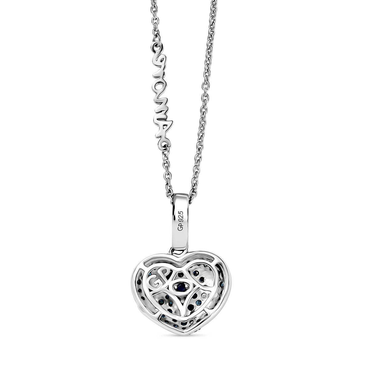 GP Amore Kollektion - Multi Diamant und Kanchanaburi blauer Saphir Ring und Anhänger mit 45cm Kette