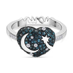 GP Amore Kollektion - Multi Diamant und Kanchanaburi blauer Saphir Ring und Anhänger mit 45cm Kette