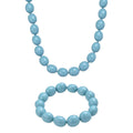 Sleeping Beauty türkisfarbene Oval Muschelkernperle 50cm Halskette und flexibles Armband