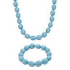 Sleeping Beauty türkisfarbene Oval Muschelkernperle 50cm Halskette und flexibles Armband