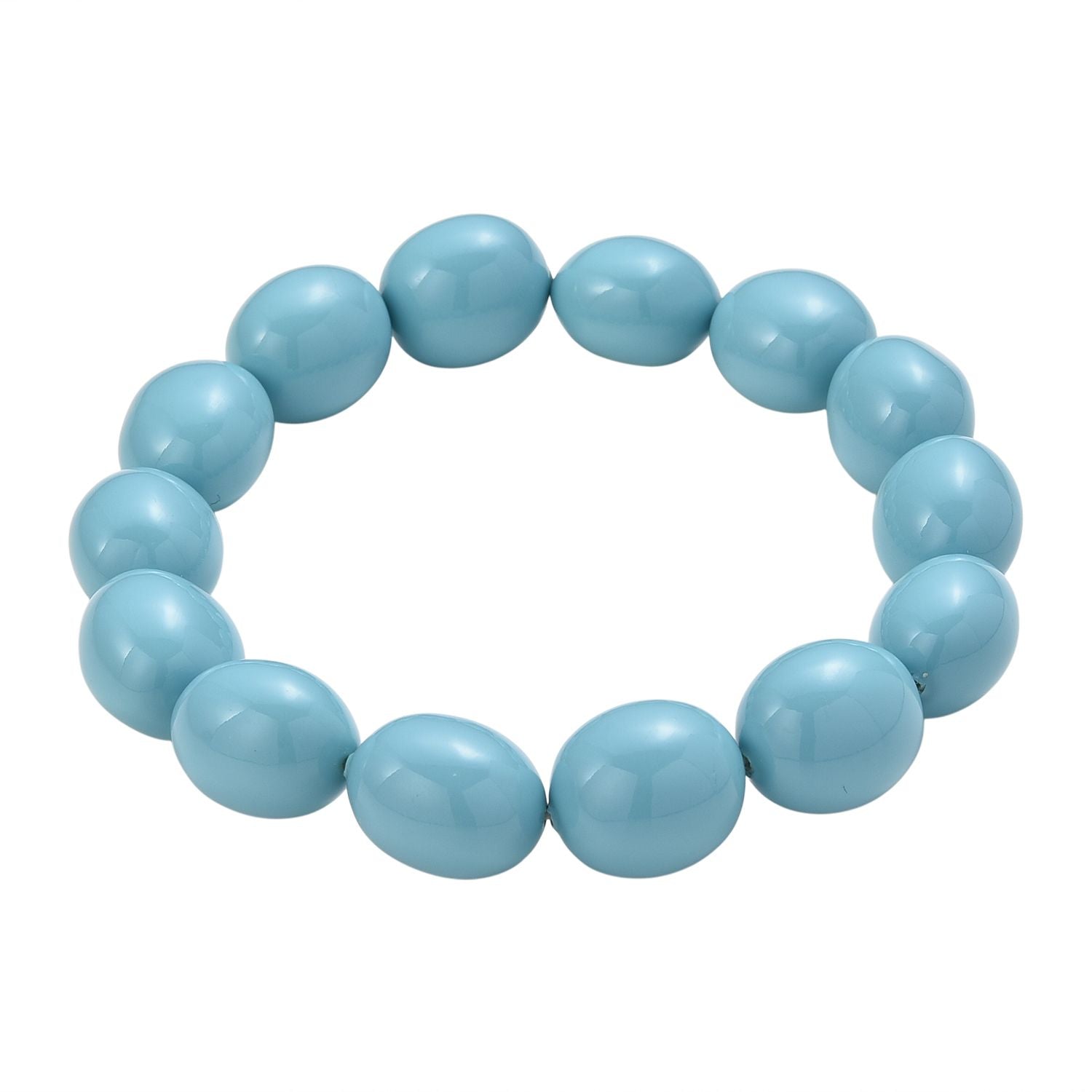 Sleeping Beauty türkisfarbene Oval Muschelkernperle 50cm Halskette und flexibles Armband