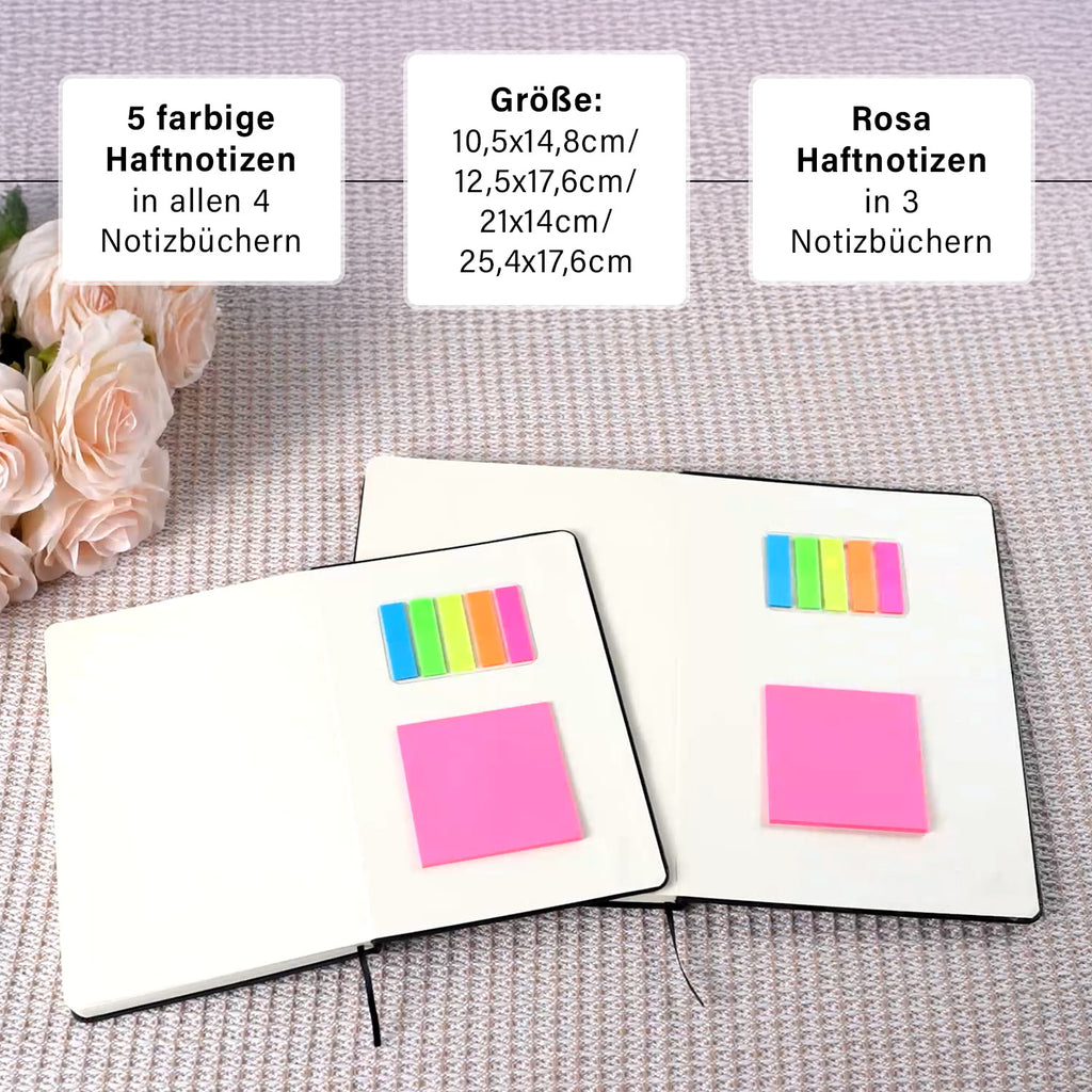 Notizbuch-Set mit Gummibandverschluss Kunstleder und Papier verschiedene Größen