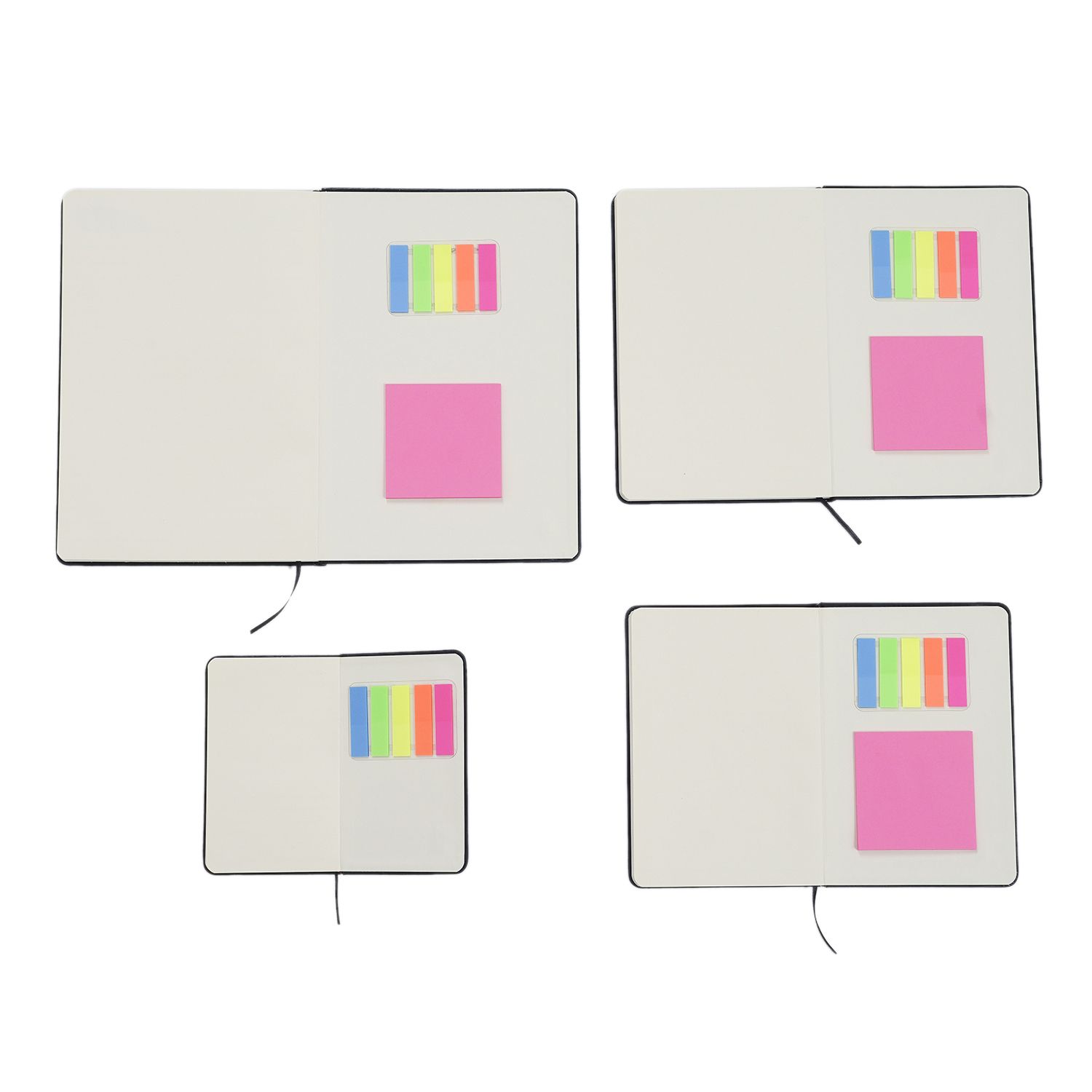 Notizbuch-Set mit Gummibandverschluss Kunstleder und Papier verschiedene Größen
