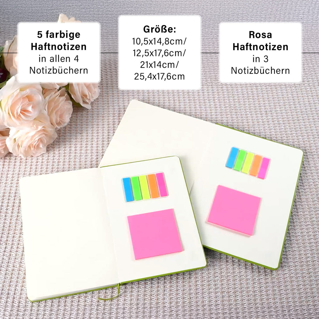 Notizbuch-Set mit Gummibandverschluss Kunstleder und Papier verschiedene Größen