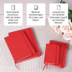 Notizbuch-Set mit Gummibandverschluss Kunstleder und Papier verschiedene Größen