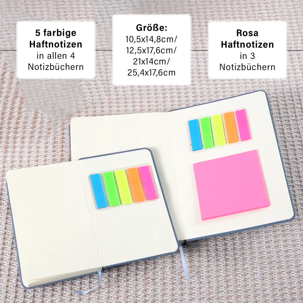 Notizbuch-Set mit Gummibandverschluss Kunstleder und Papier verschiedene Größen