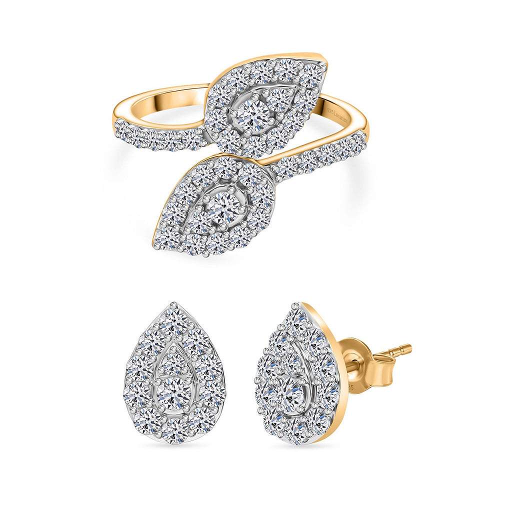 LUXURIANT DIAMOND- SI-GH Labor Diamant Ring und Ohrringe