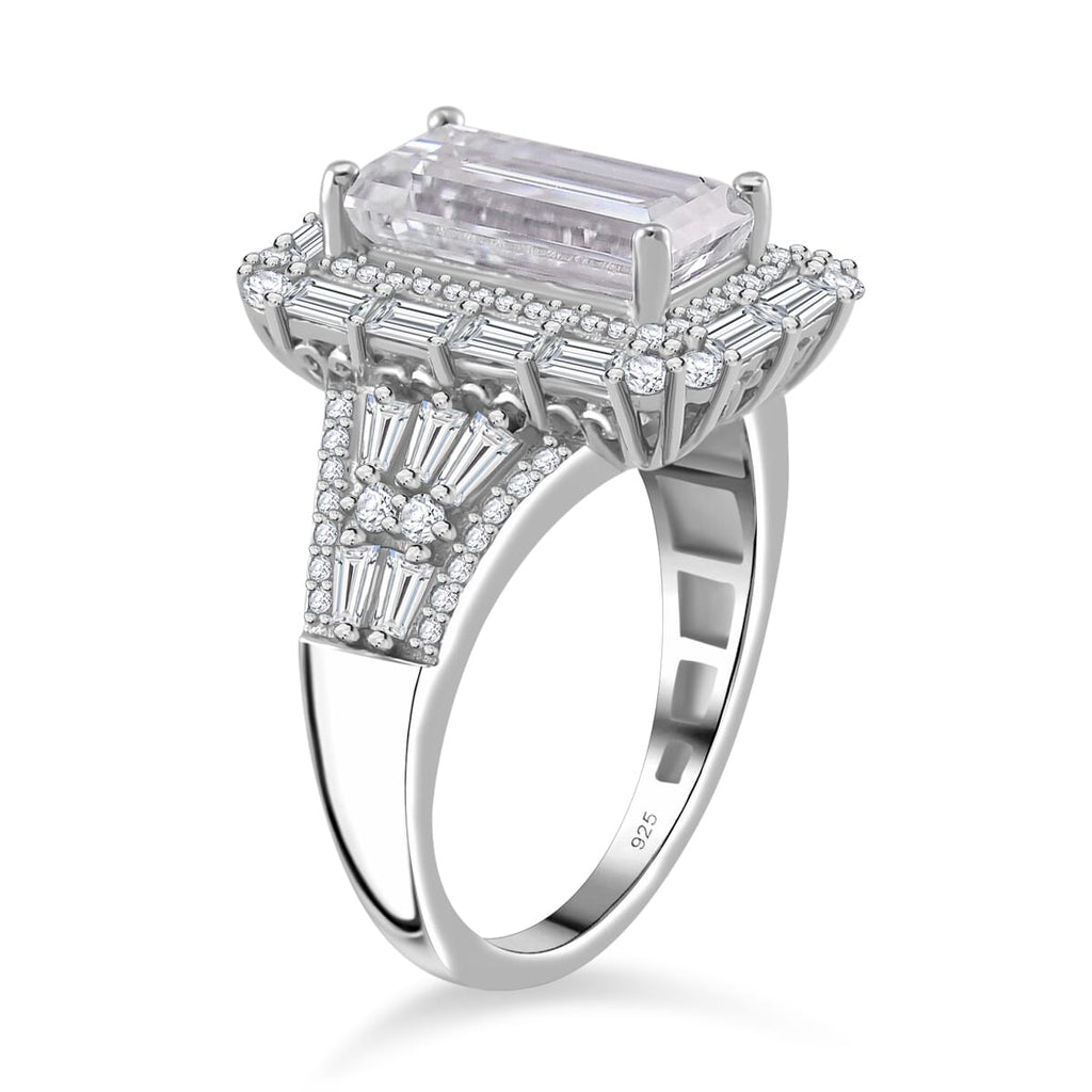 D'Joy Moissanit Ring und Anhänger mit 50cm Kette Baguette