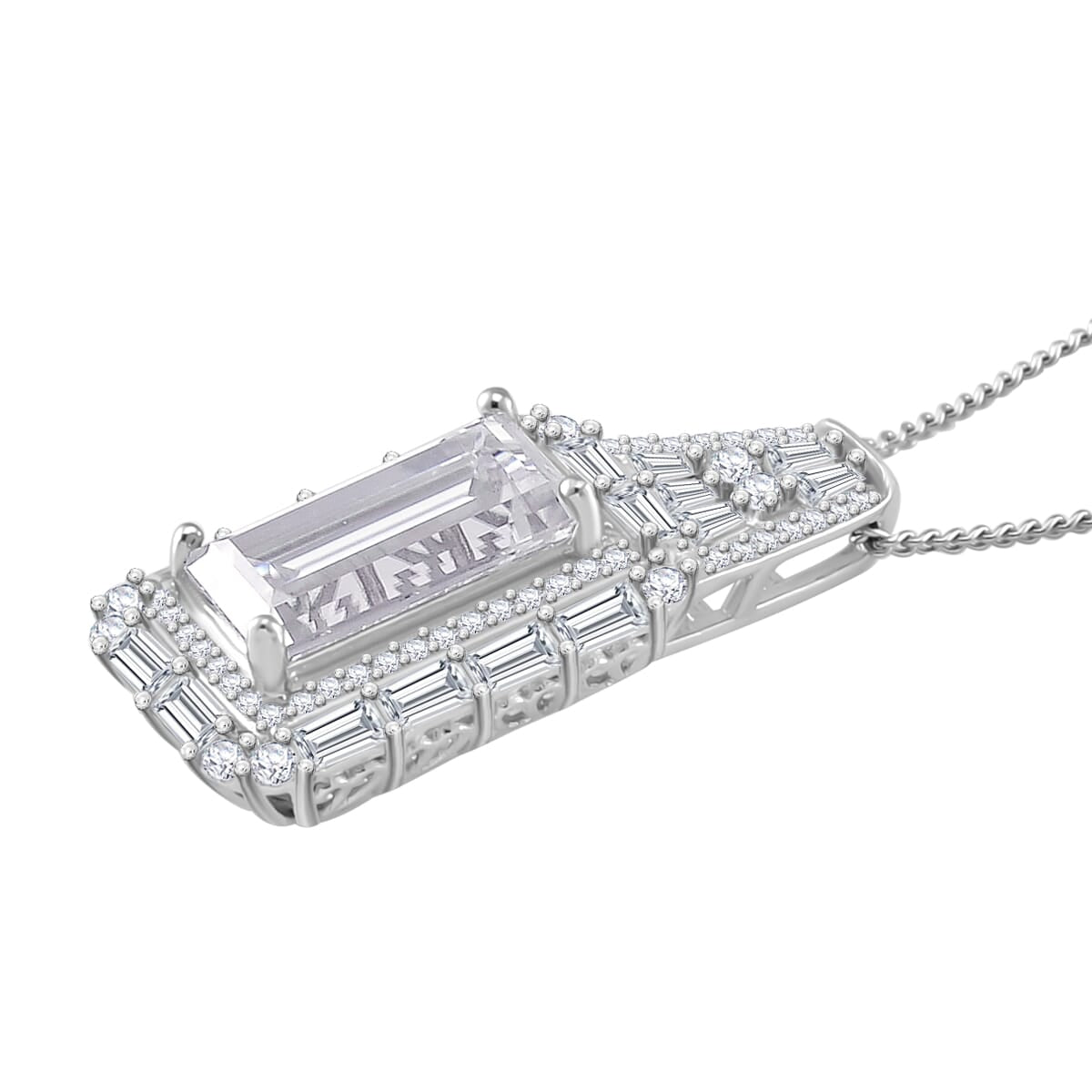 D'Joy Moissanit Ring und Anhänger mit 50cm Kette Baguette