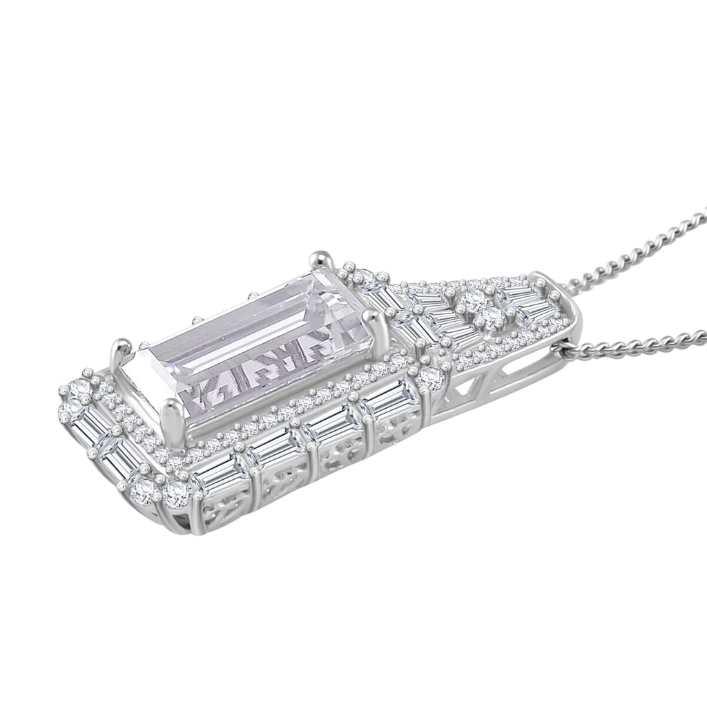 D'Joy Moissanit Ring und Anhänger mit 50cm Kette Baguette