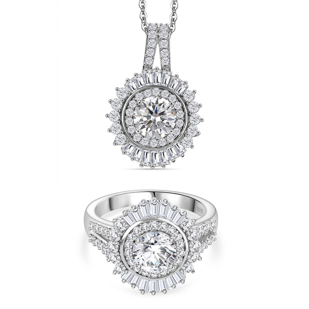 Moissanit Anhänger mit 50cm Kette und Ring