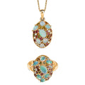 D'Joy äthiopischer Welo Opal und Multi-Edelstein Ring und Anhänger mit 50cm Kette
