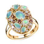 D'Joy äthiopischer Welo Opal und Multi-Edelstein Ring und Anhänger mit 50cm Kette