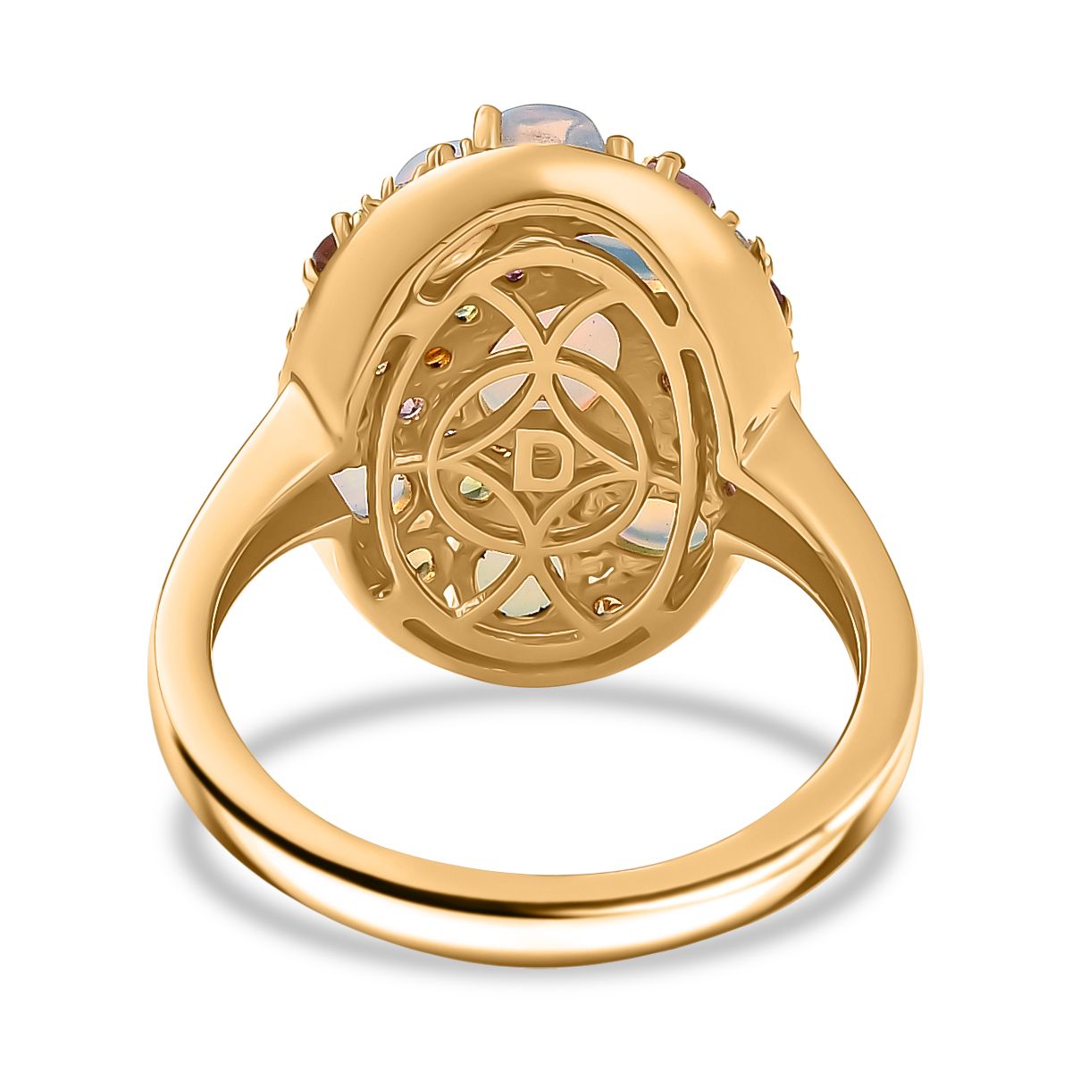 D'Joy äthiopischer Welo Opal und Multi-Edelstein Ring und Anhänger mit 50cm Kette