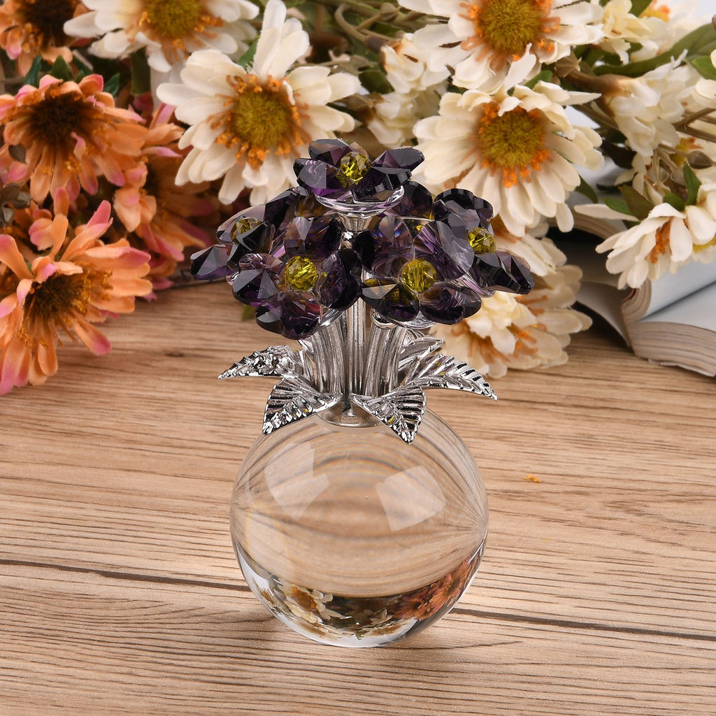 Kristallglas-Blume mit silberfarbenem Metallstiel