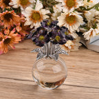 Kristallglas-Blume mit silberfarbenem Metallstiel