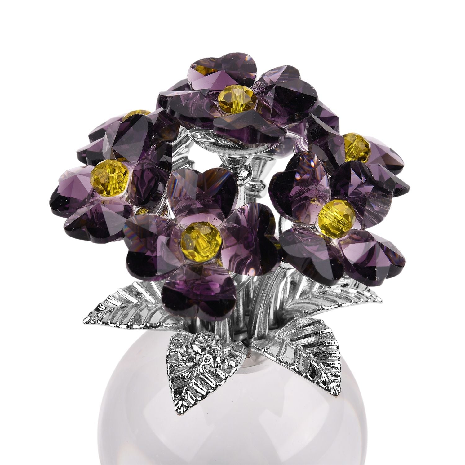 Kristallglas-Blume mit silberfarbenem Metallstiel