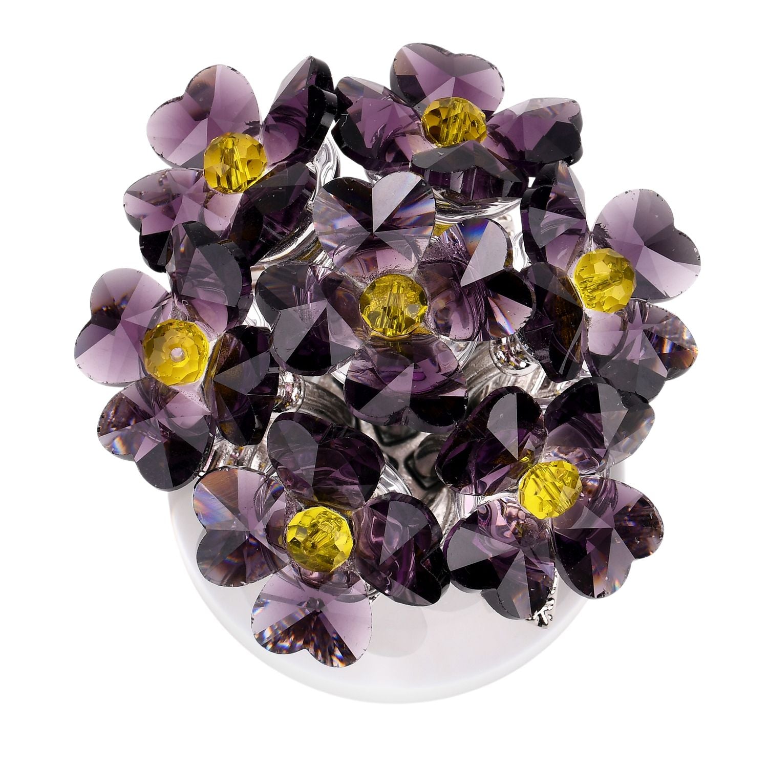 Kristallglas-Blume mit silberfarbenem Metallstiel