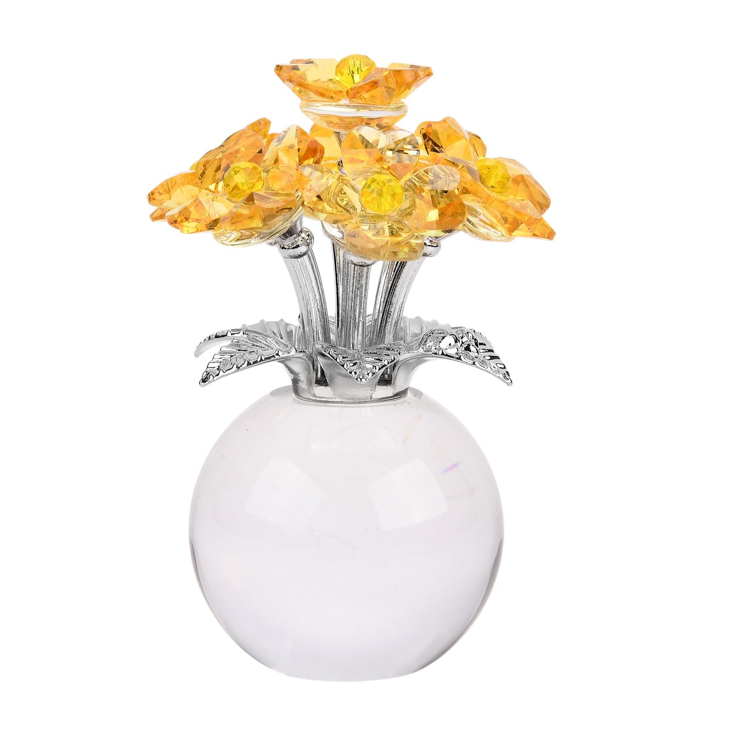 Kristallglas-Blume mit silberfarbenem Metallstiel