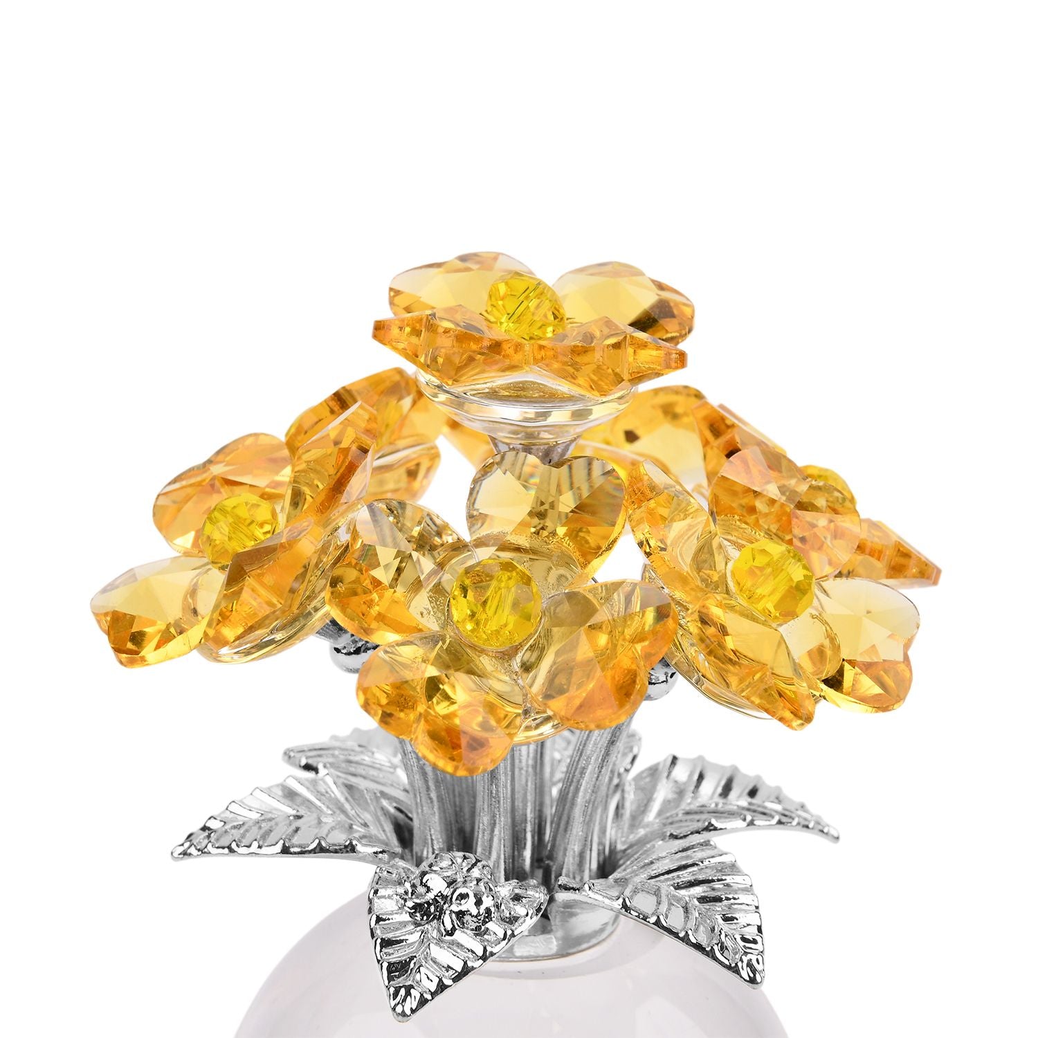 Kristallglas-Blume mit silberfarbenem Metallstiel