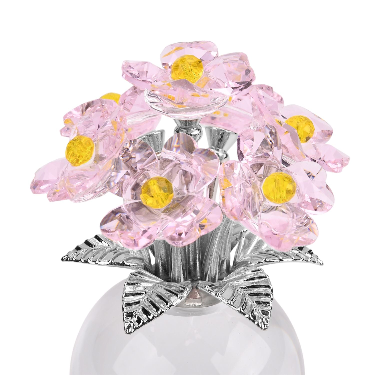 Kristallglas-Blume mit silberfarbenem Metallstiel
