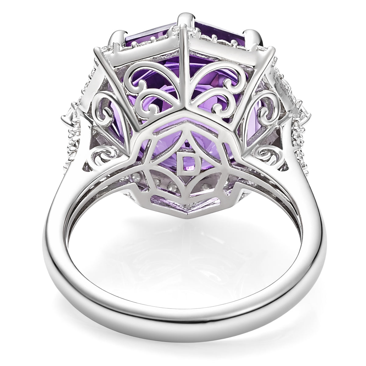 D'Joy Rose De France Amethyst und Moissanit Ring und Anhänger mit 50cm Kette