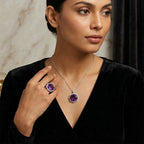 D'Joy Rose De France Amethyst und Moissanit Ring und Anhänger mit 50cm Kette