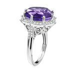 D'Joy Rose De France Amethyst und Moissanit Ring und Anhänger mit 50cm Kette