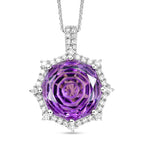 D'Joy Rose De France Amethyst und Moissanit Ring und Anhänger mit 50cm Kette