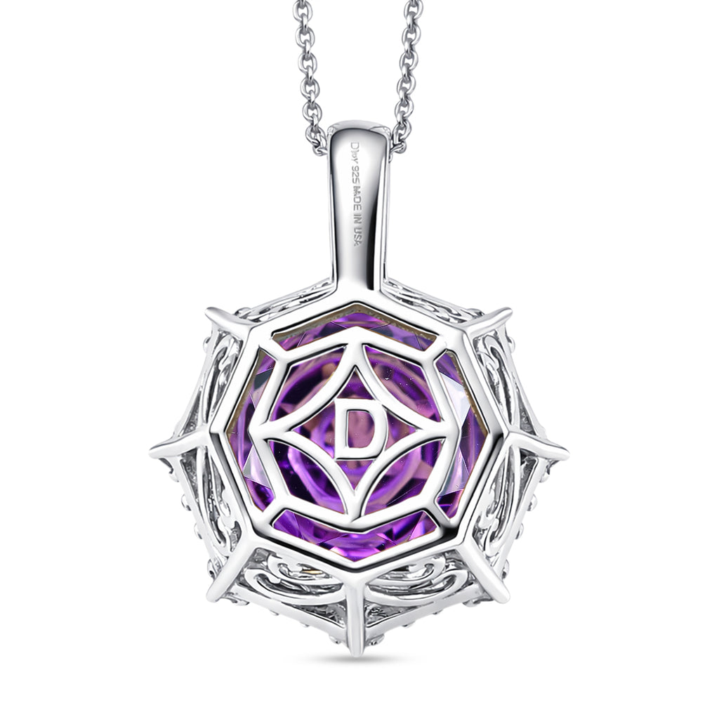 D'Joy Rose De France Amethyst und Moissanit Ring und Anhänger mit 50cm Kette