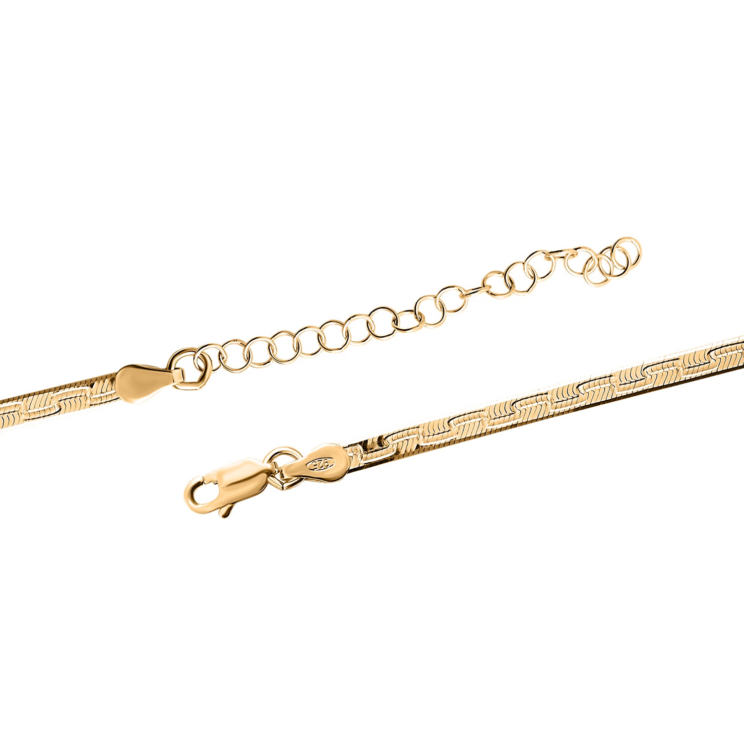 Strukturiertes Fischgräten-Armband 18cm und Fischgrätenkette 43cm