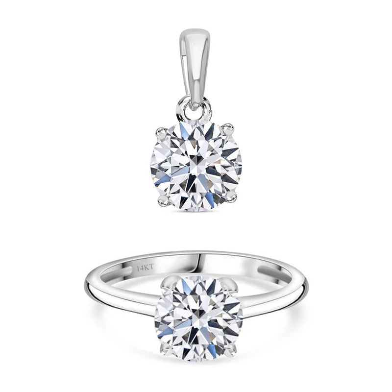 LUXURIANT DIAMOND- VS-EF Labor Diamant Anhänger und Ring in 585 Weißgold