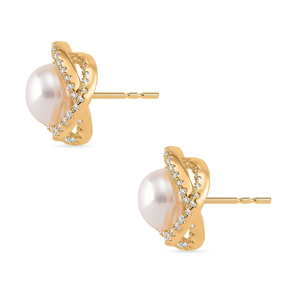 Weißer Zirkonia und Süßwasserperle Ohrringe und Anhänger mit 50+5cm Kette