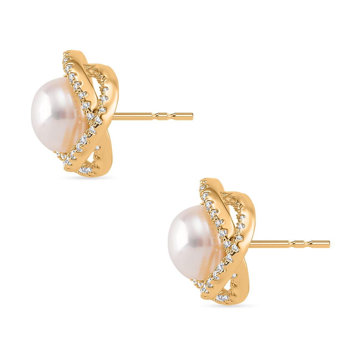 Weißer Zirkonia und Süßwasserperle Ohrringe und Anhänger mit 50+5cm Kette