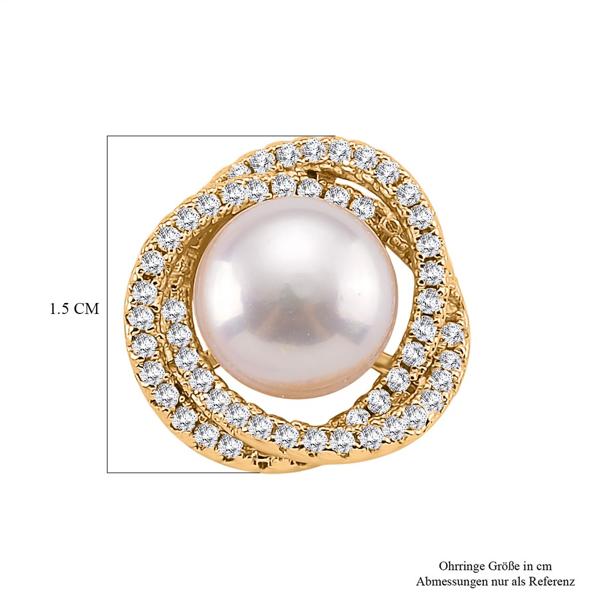 Weißer Zirkonia und Süßwasserperle Ohrringe und Anhänger mit 50+5cm Kette