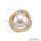 Weißer Zirkonia und Süßwasserperle Ohrringe und Anhänger mit 50+5cm Kette