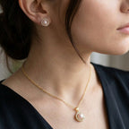 Weißer Zirkonia und Süßwasserperle Ohrringe und Anhänger mit 50+5cm Kette