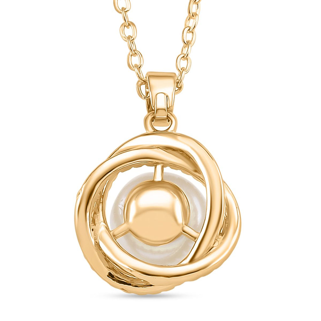 Weißer Zirkonia und Süßwasserperle Ohrringe und Anhänger mit 50+5cm Kette