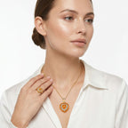 D'Joy Blaze Feueropal Ring und Anhänger mit 50cm Kette