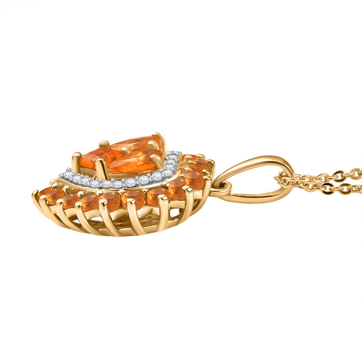 D'Joy Blaze Feueropal Ring und Anhänger mit 50cm Kette