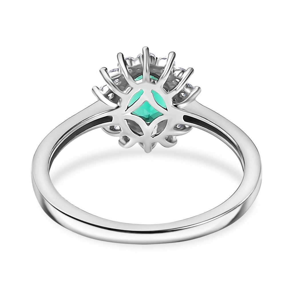 LUXURIANT AAA Labor kolumbianischer Smaragd und Moissanit Ring und Ohrringe