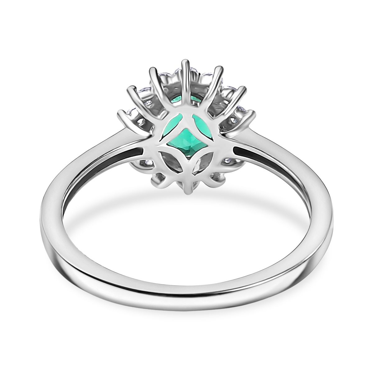 LUXURIANT AAA Labor kolumbianischer Smaragd und Moissanit Ring und Ohrringe