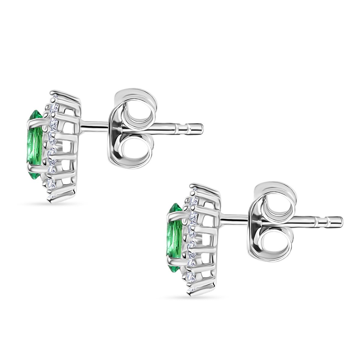 LUXURIANT AAA Labor kolumbianischer Smaragd und Moissanit Ring und Ohrringe